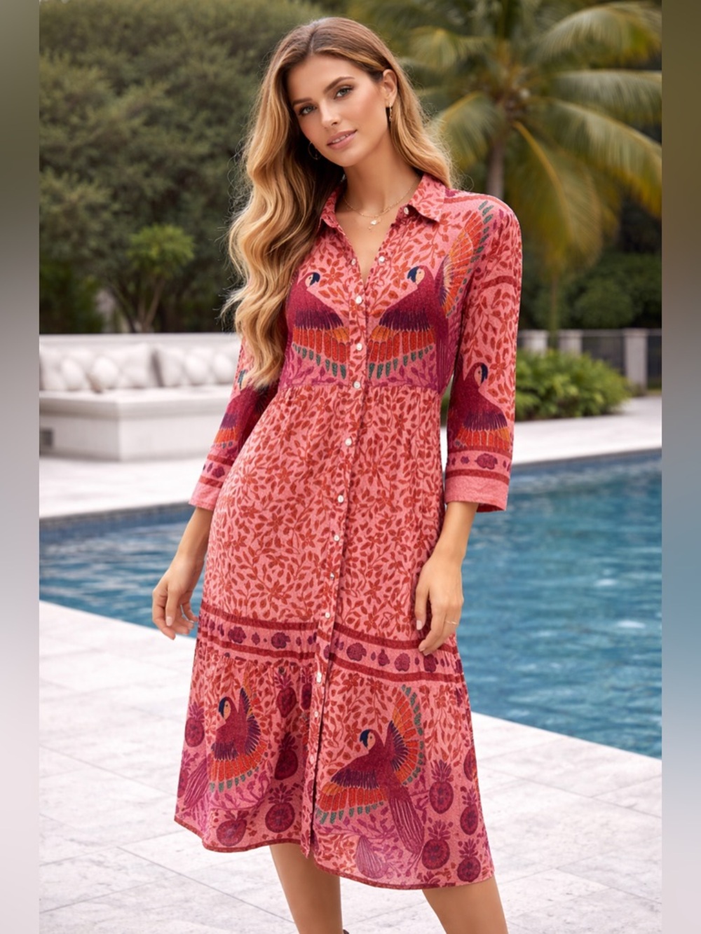 Be Boho Macaw Parrot Midi Dress